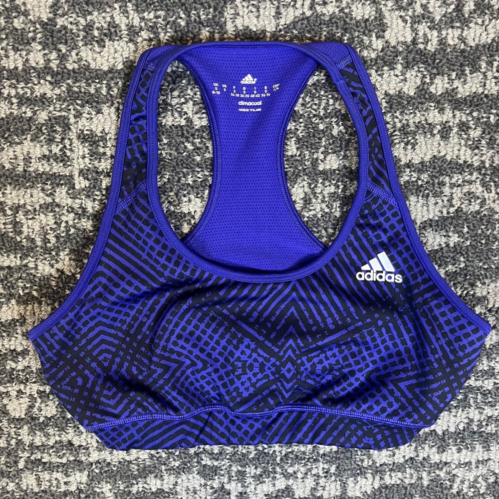 Adidas Climacool Sports Bra Womens Small Purple Black Geometric Racerback M63424
